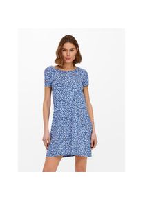 Only , Minikleid »ONLBERA BACK LACE UP S/S DRESS JRS NOOS« Sommerkleid , Strong Blue AOP:WHITE FLOWERS , N-Gr , XXL -N-Gr , XXL , Bequemes...