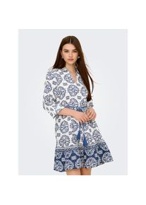 Jacqueline de Yong JDY , Tunikakleid »ANNA 7/8 DRESS WVN« Sommerkleid , Cloud Dancer AOP:MEDIEVAL BLUE ABSTRACT FLOWER , N-Gr , XS -N-Gr , XS , Kurzes Kleid im...