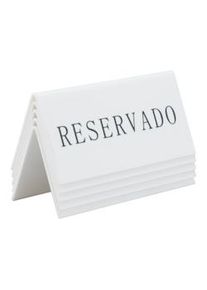 Securit Carteles de Mesa “Reservado” – Acrílico Blanco con Texto Negro – Set de 5 – Hostelería