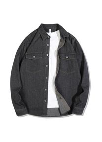 2025 Spring Autumn New Arrival Men's American Vintage Washed Denim Shirt - Workwear Casual Long Sleeve Shirt Jacket