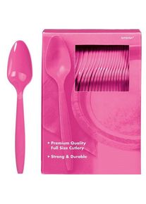 Amscan 100 cuillères en plastique rose Glory 20cm