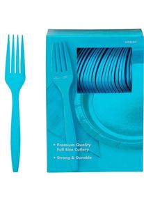Amscan 100 fourchettes en plastique turquoise