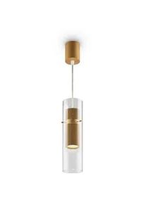 Maytoni Pendelleuchte , Goldfarben, Transparent , Metall, Glas , zylindrisch , 32 cm , Ce , beliebig kürzbar, gleichmäßige Lichtverteilung , Lampen & Leuchten, Innenbeleuchtung, Hängeleuchten, Pendelleuchten