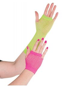 Amscan Gants en résille de couleur néon