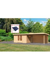 Konifera , Gartenhaus »Trittau 5«, mit Anbaudach 4,4m Rückwand, naturbelassen , naturbelassen