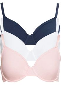 T-shirt beugel bh (set van 3) met biologisch katoen - blauw - maat 95B - met katoen - bonprix