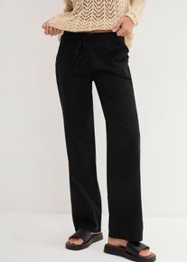 Wijde broek met linnen - zwart - maat 34 - linnen - bonprix