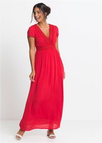Maxi zomerjurk met kant korte maat - rood - maat 36 - viscose - bonprix