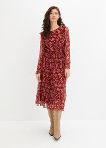 Wijd uitlopende chiffon jurk - rood - maat 42 - bonprix