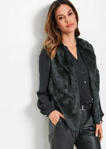 Gilet van imitatiebont - zwart - maat 46 - bonprix