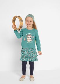 Maglia a maniche lunghe gonna leggings accessorio (set 4 pezzi), Verde, Taglia 110, bonprix