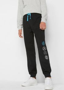 Pantaloni da jogging in misto cotone morbido, Nero, Taglia 140/146, bonprix