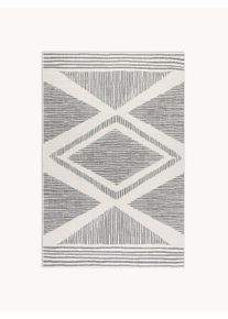 ELLE Decoration Alfombra reversible de pelo corto para interior/exterior Rhombus Plateado, Blanco L 170 x An 120 cm