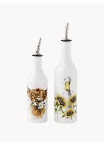 Wrendale Designs Set de aceiteras y vinagreras de porcelana Fine Bone China, 2 uds. Blanco Capacidad: 420/280 ml