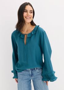 Tunika aus feinem Viskose-Mix, petrol, Gr&ouml;&szlig;e 40, Viskose, bonprix