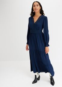 Maxikleid aus reiner Viskose, blau, Größe 38, bonprix