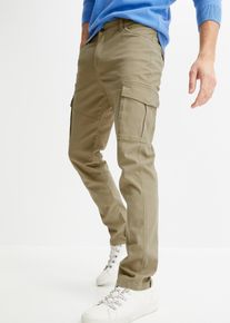 Slim Fit Stretch-Hose mit Cargotaschen Straight, grün, Größe 46, mit Baumwolle, bonprix