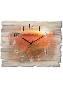 Artland Wandklok Klaprozenveld bij zonsondergang optioneel verkrijgbaar met kwarts- of radiografisch uurwerk, geruisloos zonder tikkend geluid