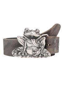 RETTUNGSRING by showroom 019° RETTUNGSRING by showroom 019° Leren riem met kikker gesp in vintage-look unisex riemen maat 100 grijs