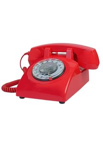 Red Corded Telephone, Classic Rotary Dial Home Office Phones, Antique Vintage Telephone of 1930s Old Fashion Telephone
