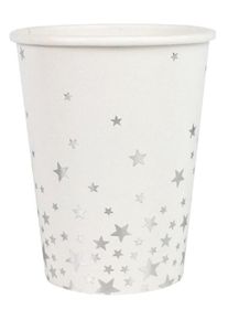 Ginger Ray 8 gobelets en papier Magic Star argent métallisé