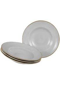 Creatable Pastateller , Weiß, Hellgrau , Keramik , 4-teilig , rund , handbemalt, lebensmittelecht, stapelbar , Geschirr, Teller, Pastateller
