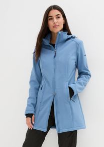 L&aring;ng funktionsjacka i softshell med teddyfleece - bl&aring; - storlek 40 - bonprix