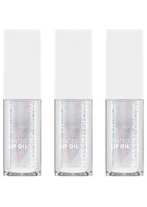 Catrice , Lipgloss »Glossin' Glow Tinted Lip Oil«, (Set, 3 tlg.), mit glizerndem, transparentem Finish , Party Crasher , Für ein glänzendes Finish...