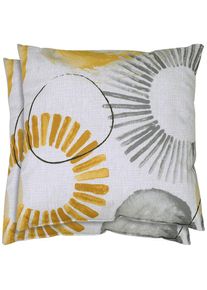 GO-DE , Dekokissen »Klara«, vielseitig einsetzbar , goldgelb/beige/grau + bedruckt-Kreise , B/L: 48 cm x 48 cm