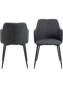 ACTONA GROUP , Esszimmerstuhl »Ilsa«, Luxus-Microfaser, Polsterstuhl, Armlehne, (Set, 2 st), Stoff, sitzhöhe: 49 cm , dunkelgrau