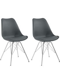 HOMEXPERTS , Esszimmerstuhl »Ursel 03«, (Set), 2 St., Kunstleder, Sitzschale mit Sitzkissen in Kunstleder , grau + silberfarben