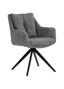 Sit , Armlehnstuhl, Bouclé, mit 360° Drehfunktion , Grau, Schwarz + Schwarz