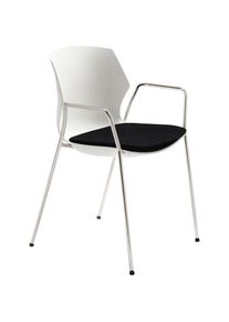 mayer Sitzmöbel Mayer Sitzmöbel , Stapelstuhl »Stapelstuhl myPRIMO«, (Packung), Polyester, stapelbar , Weiß/Schwarz + Chrom