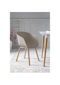 Salesfever , Schalenstuhl, (Set), 2 St., Metallbeine in Holzoptik , taupe