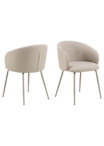 ACTONA GROUP , Esszimmerstuhl »Eleanor Stuhl, Armlehenstuhl«, (Set), Esszimmerstuhl mit Armlehne, Basel beige, Gestell grau rau, 2 Stk , /Beige +...
