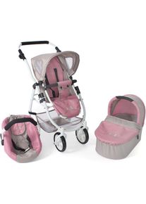 Bayer Chic 2000 CHIC2000, Kombi-Puppenwagen &raquo;Emotion All In 3in1, B&auml;rchen&laquo; mit Babywanne, Puppen-Autositz und Sportwagenaufsatz, B&auml;rchen rosa, Kombi-Puppenwagen