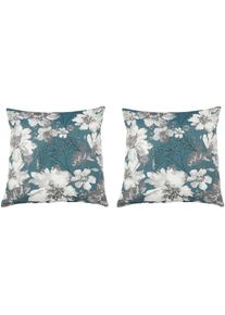 GO-DE , Dekokissen »Klara«, 2er Set , blau + geblümt , B/L: 48 cm x 48 cm