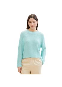 Tom Tailor Denim , Strickpullover, in kurzer Form und mit schöner Struktur , pastel turquoise , L (40) , L (40) , Pullover mit Struktur von TOM...