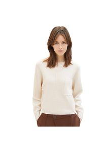 Tom Tailor Denim , Strickpullover, mit aufgesetzter Brusttasche - aus weich fließender Viskose , creme beige melange , XL (42) , XL (42) ,...