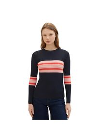 Tom Tailor Denim , Rundhalspullover, mit Colorblocking und Ripp-Struktur , sky captain blue , XL (42) , XL (42) , Pullover in Ripp-Optik von TOM...