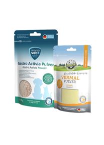 Taloudellinen setti koirille Bellfor lisäravinteiden kanssa - Vermal (80 g) & Gastro Activia (80 g)
