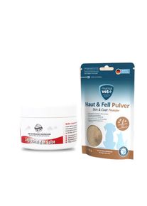 Setti koirille, joilla on iho- ja turkkiongelmia - Belforin Liegeschwielen Salbe 30ml + Marsavet Iho & Turkki Pulver 125 g
