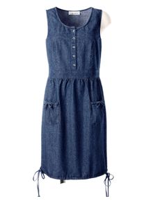 Dames Jeansjurk met ritssluiting opzij in blue-stonewashed ,maat 19, WITT, 100% Katoen