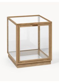 ferm LIVING Vitrina de roble Miru Transparente, Marrón Madera, Vidrio, Madera maciza An 40 x Al 42 cm