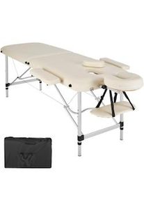 TecTake Lettino da massaggio a 2 zone con imbottitura e telaio in alluminio - beige - 402787