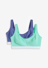 BH utan bygel med ekologisk bomull (2-pack) - gr&ouml;n - storlek 100C - bonprix