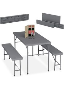 Relaxdays, Gartentisch + Balkontisch, 3-tlg. Bierzeltgarnitur (120 cm)