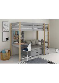 Lüttenhütt Lüttenhütt Etagenbett »HENNE' TOPSELLER! Hochbett in grau, Größe Liegefläche B/L: 90 cm x 200 cm Höhe: 180 cm