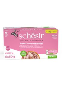 6x50g Thon avec jambon Schesir Complete Nutrition en gel&eacute;e nourriture humide pour chat