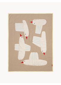 Ferm Living Kids Colcha de algodón ecológico Bird Beige Algodón, Algodón orgánico An 80 x L 110 cm